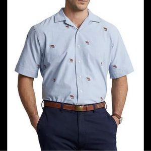 Polo Ralph Lauren Americana Flag Print Shirt Sleeve Camp Shirt.